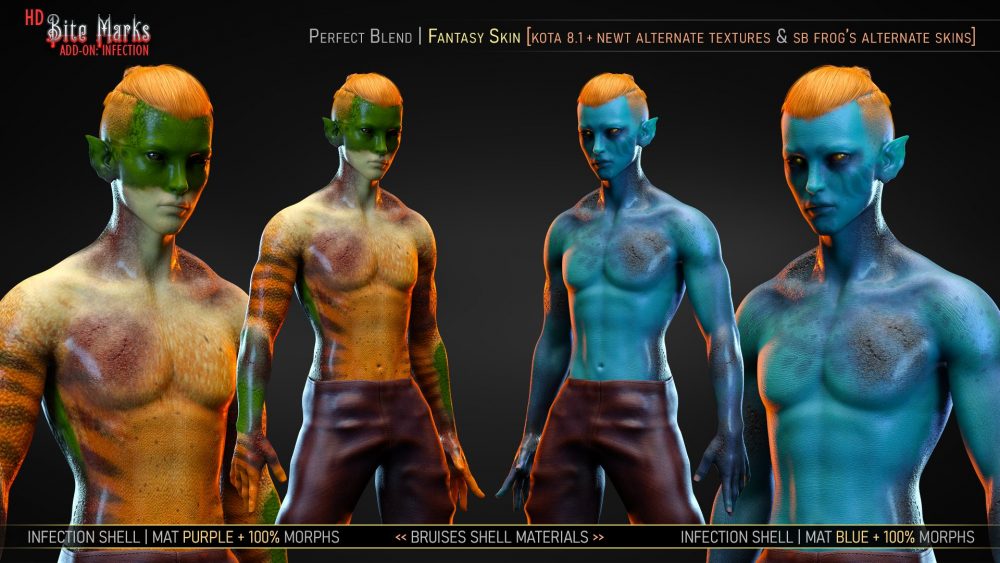 HD Bite Marks Infected Add-On for Genesis 8 and 8.1 Males