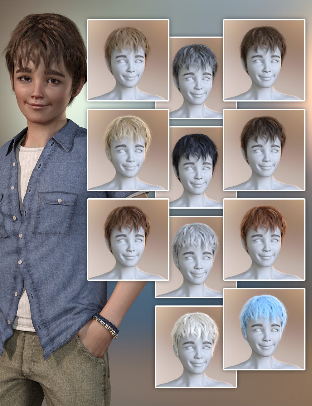 Nelson Hair for Genesis 8 Males