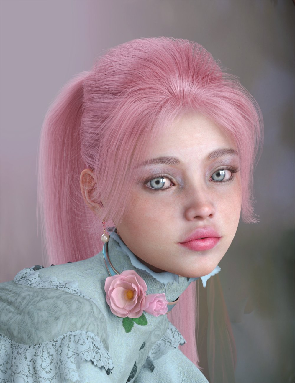 Teased Ponytail for Genesis 8 Female