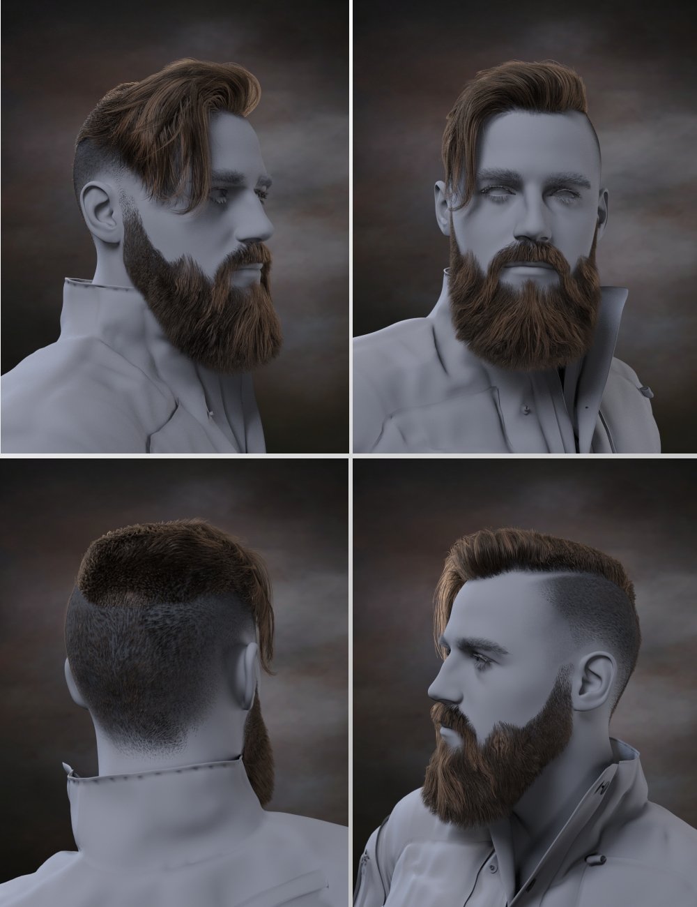Torien Pompadour Hair and Full Beard for Genesis 8 and 8.1 Males
