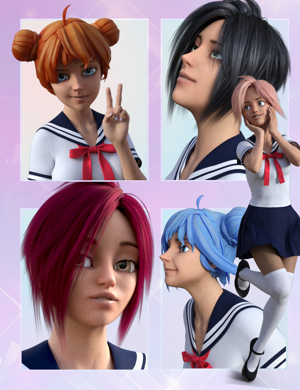 Anime Faces for Genesis 8 Femal