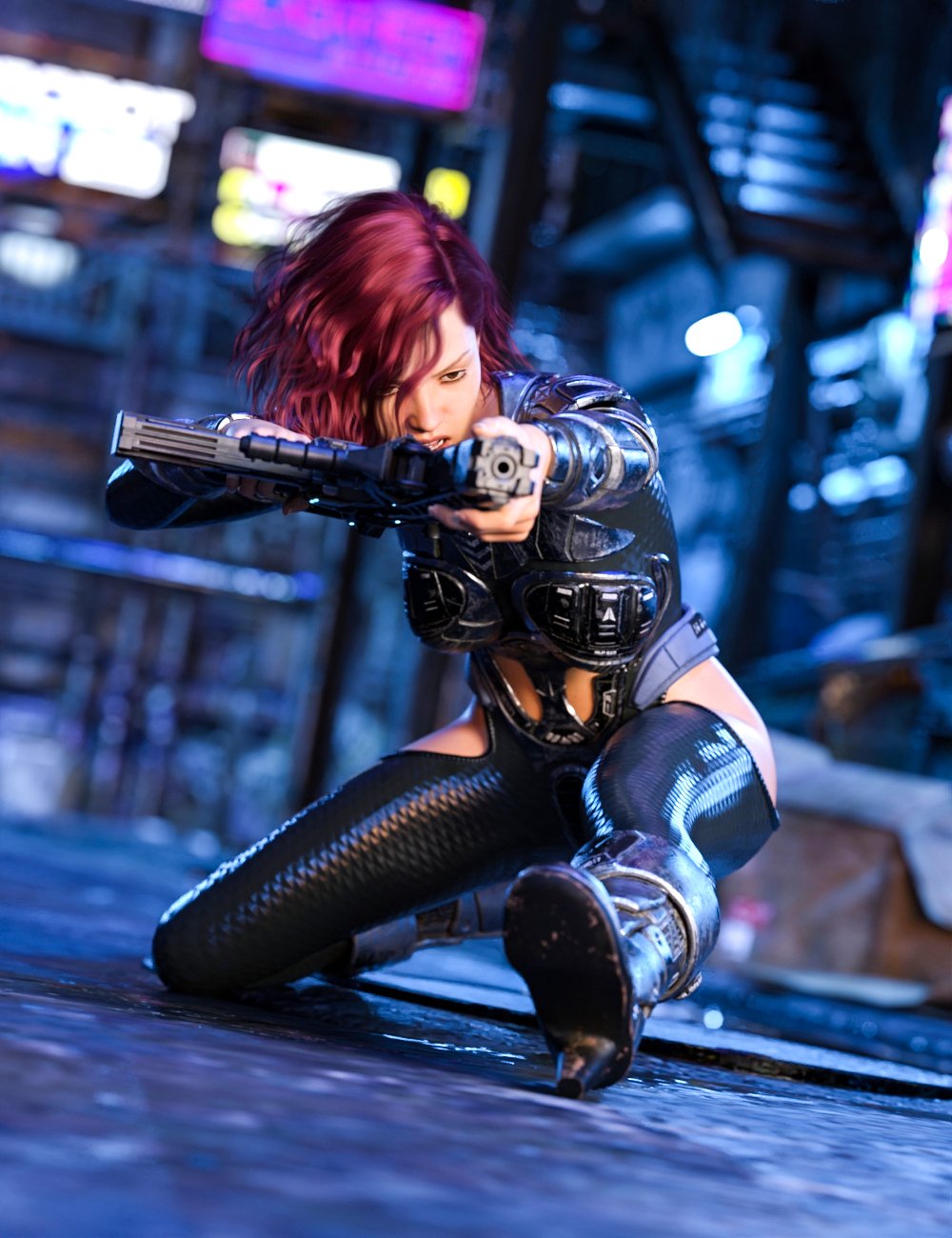 Cyberpunk SMG Poses for Genesis 8 and 8.1 Female