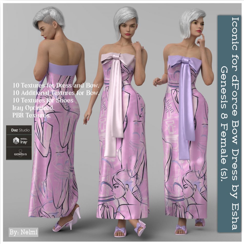 Iconic for dForce Bow Dress for Genesis 8 Females