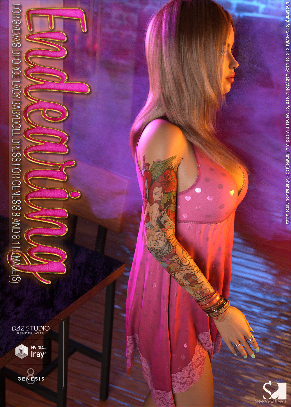 Endearing for dForce Lacy Babydoll Dress for Genesis 8 and 8.1 Females