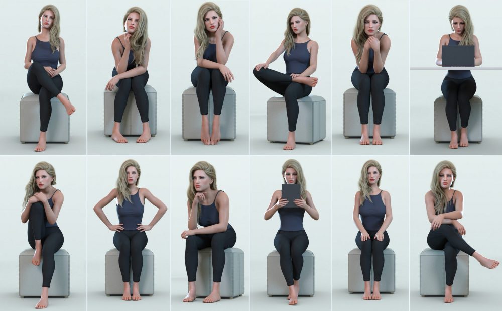 Z Ultimate Chair Sitting Pose Collection for Genesis 8 and 8.1 Female