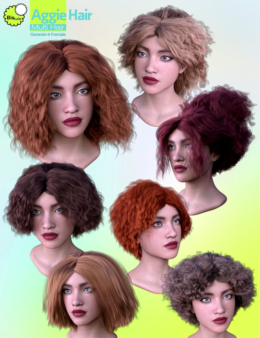 Biscuits Aggie Hair for Genesis 8 Female