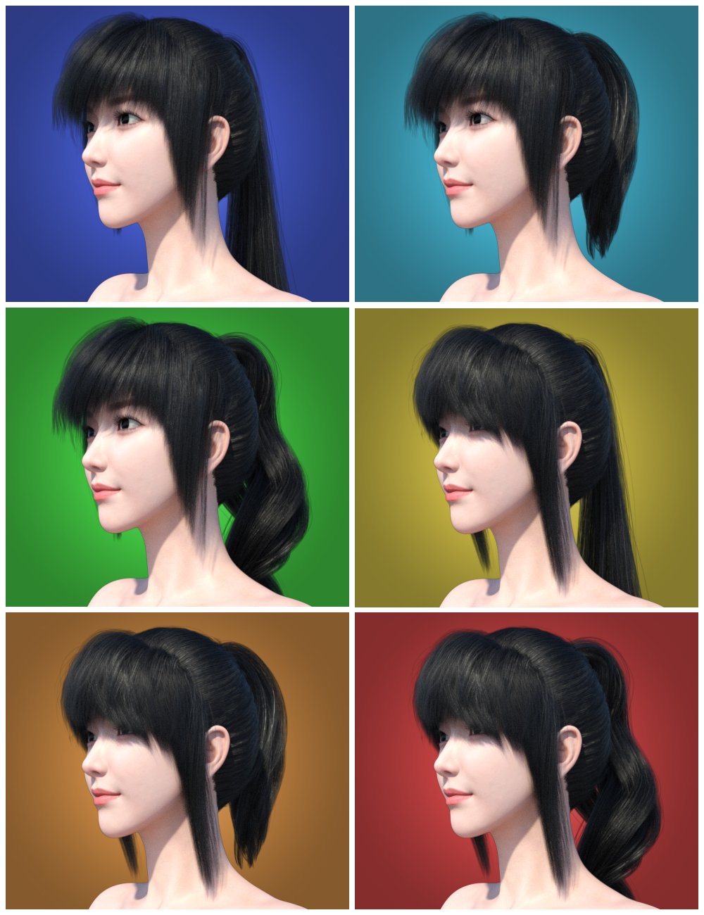 JL Pony Hair Set for Genesis 8 and 8.1 Female