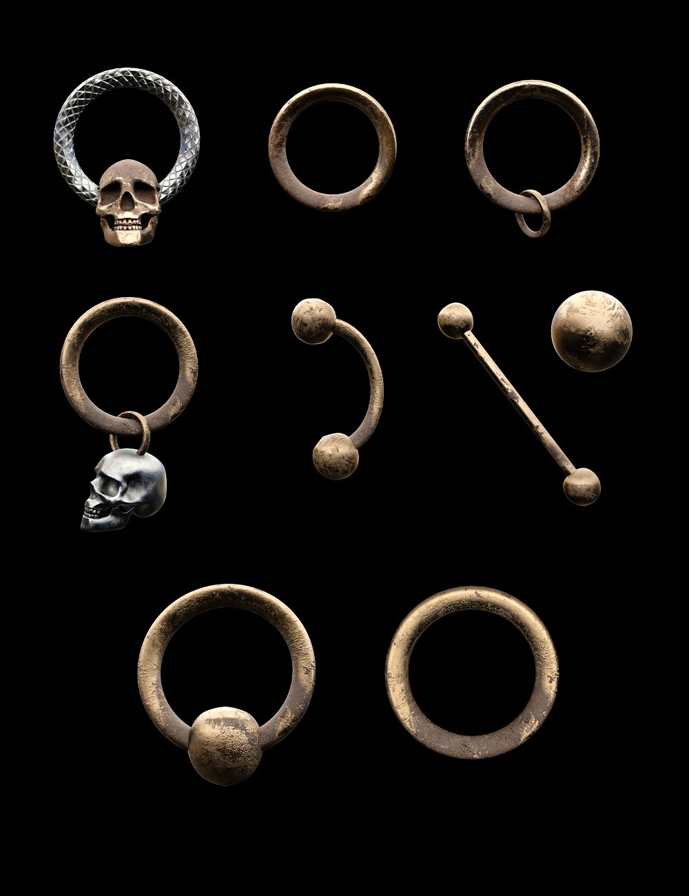 M3DP Piercings Set for Genesis 9