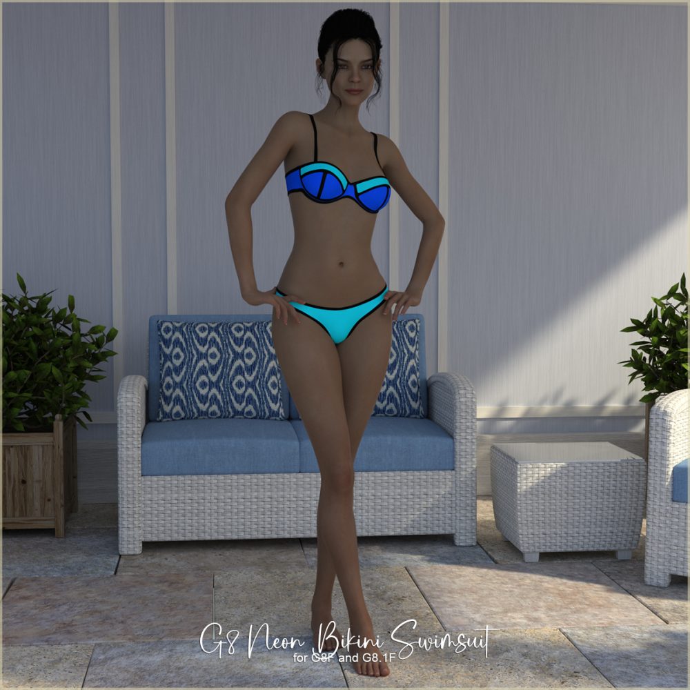 Neon Color Block Bikinis for The Sims 4