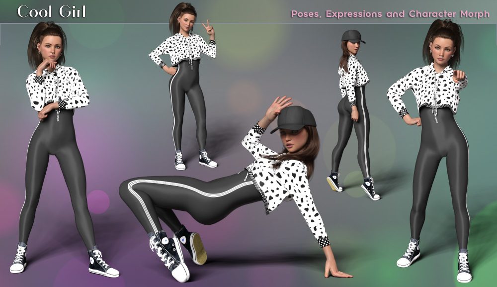 Cool Girl Shape, Poses, and Expressions for Genesis 8 and 8.1 Female