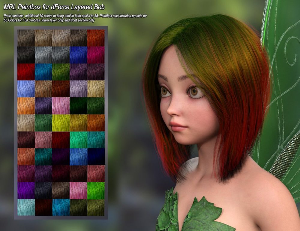 MRL Paintbox for dForce Layered Bob Hair for Genesis 9
