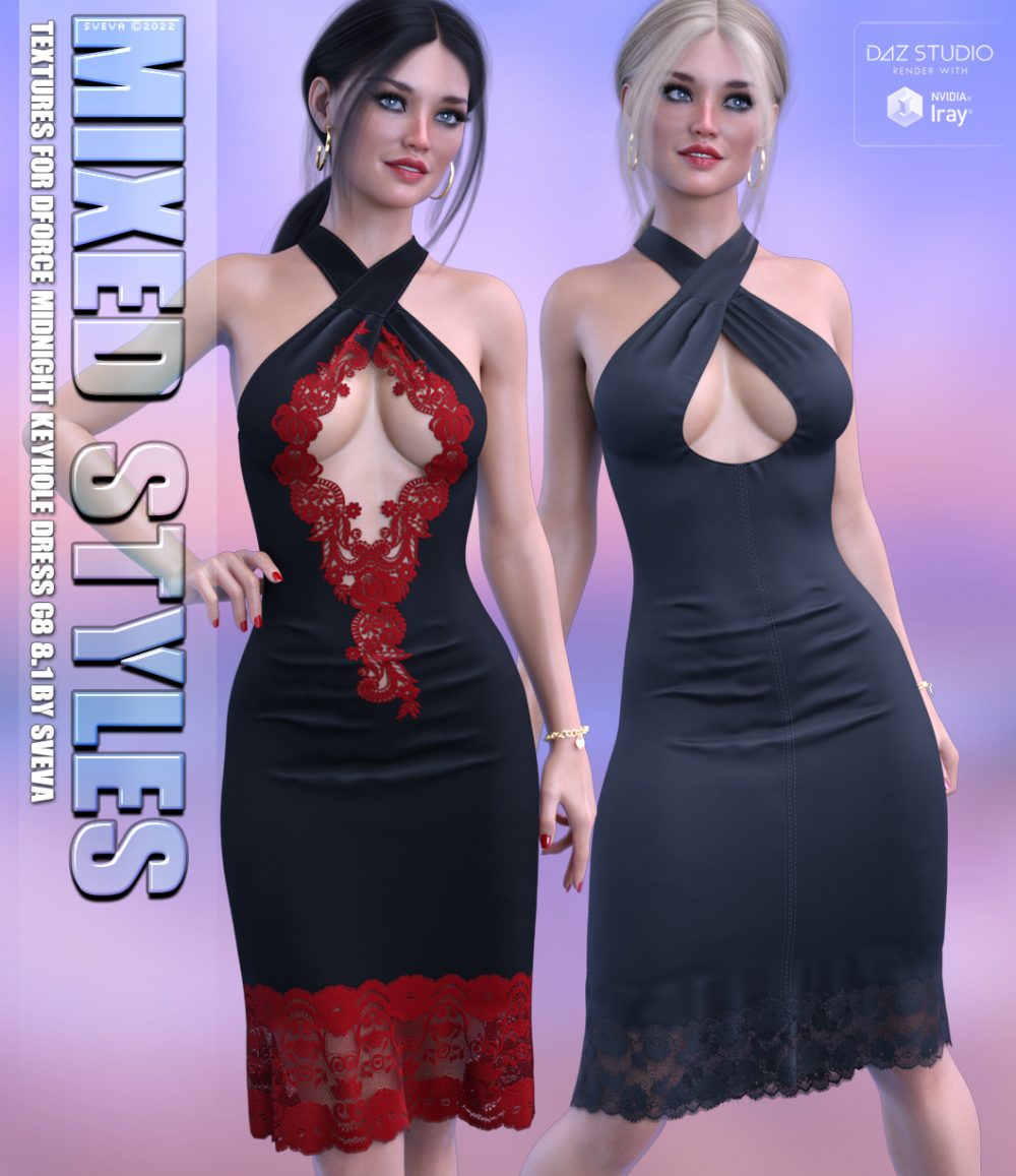 Mixed Styles Textures for dForce Midnight Keyhole Dress