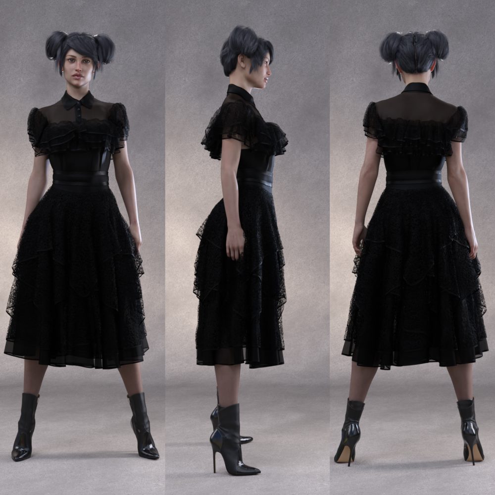 dForce Wednesday Party Dress for Genesis 8 Female