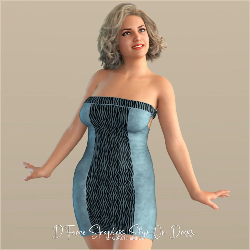 D-Force Strapless Slip-On Dress for Genesis 8 and 9 Females