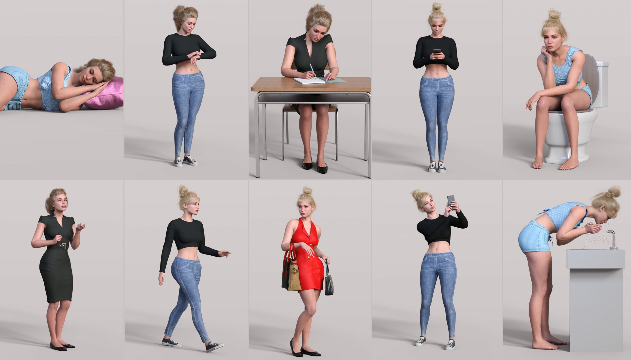 Z Everyday Actions Mega Set for Genesis 8 Female and Genesis 9