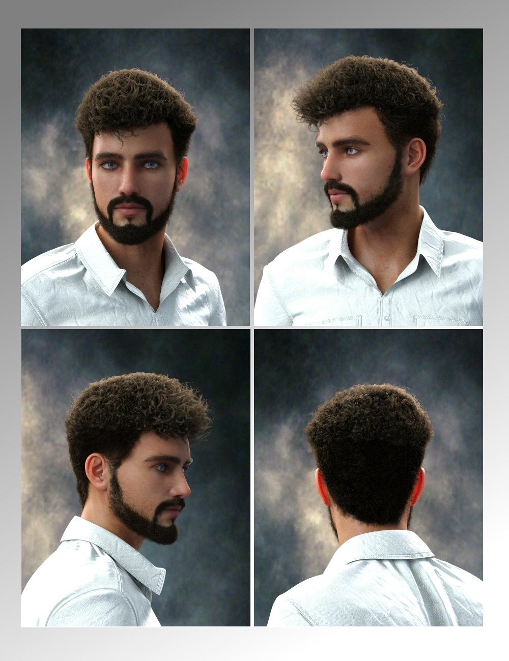 Amyr Tight Curls Hair and Beard for Genesis 8 and 9