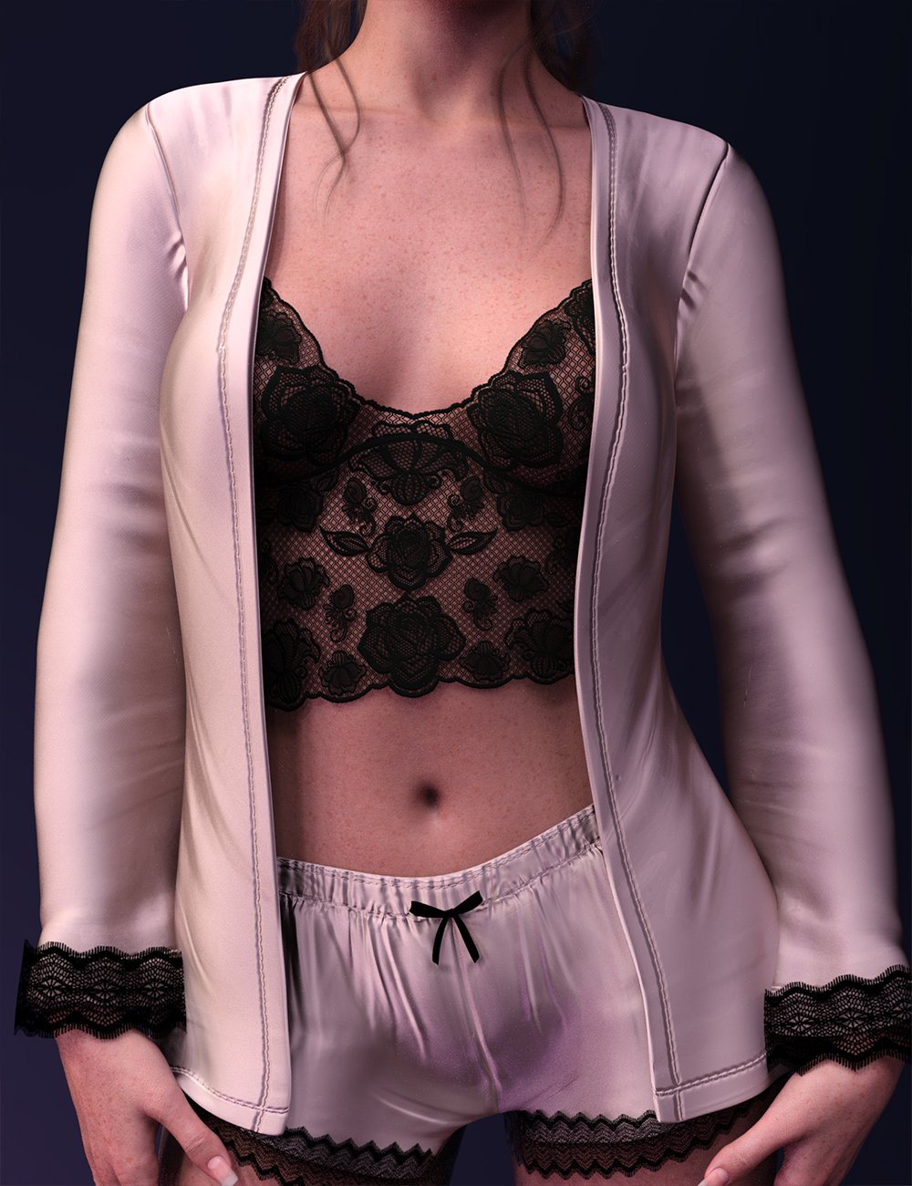 dForce Satin Lace Sleep Set for Genesis 9
