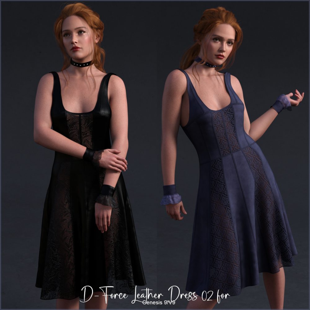 D-Force Leather Dress 02 for Genesis 9/V9