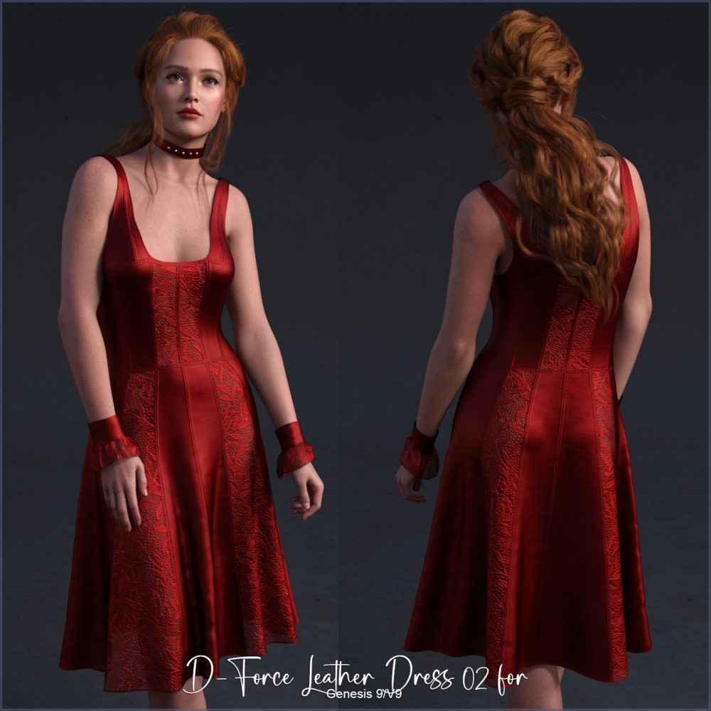 D-Force Leather Dress 02 for Genesis 9/V9