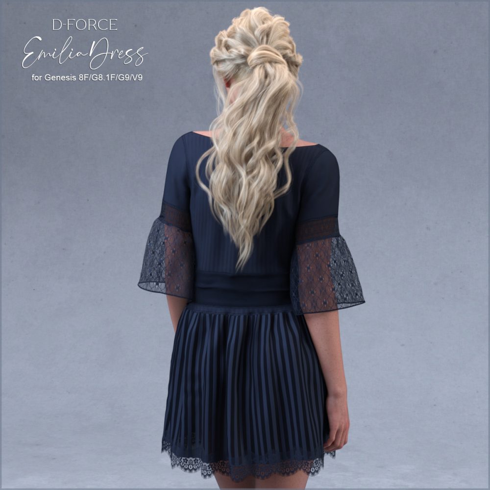 D-Force Emilia Dress for Genesis 8/8.1/9/V9