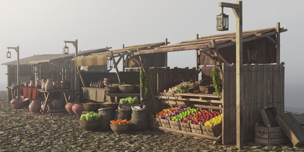 Medieval Roadside Merchant Stalls