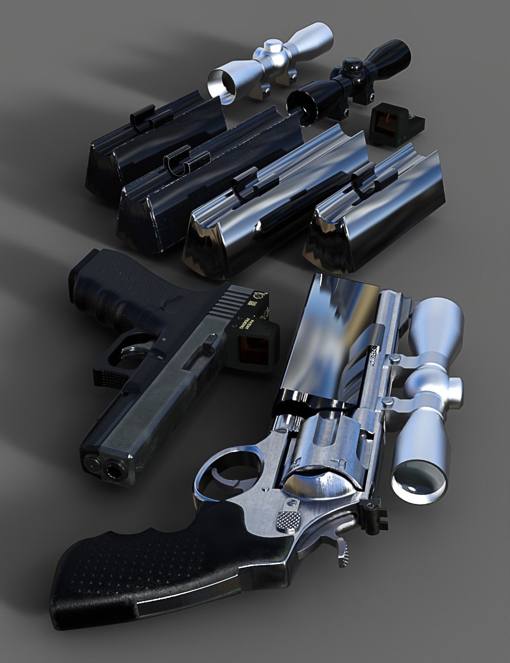 Modern Handguns Poses 2 for Genesis 8 and 8.1 Females