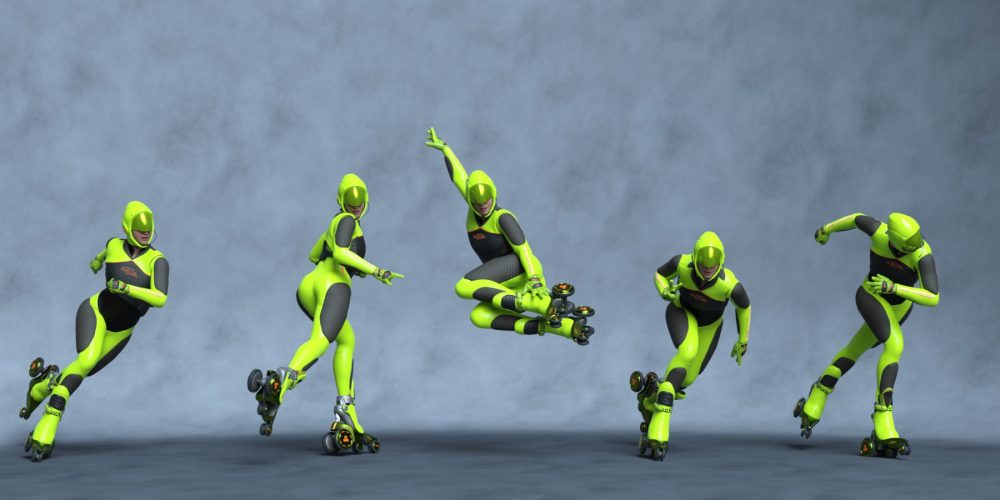 Sci-Fi Roller Poses for Genesis 9 and NDCyberDream Rollerblade
