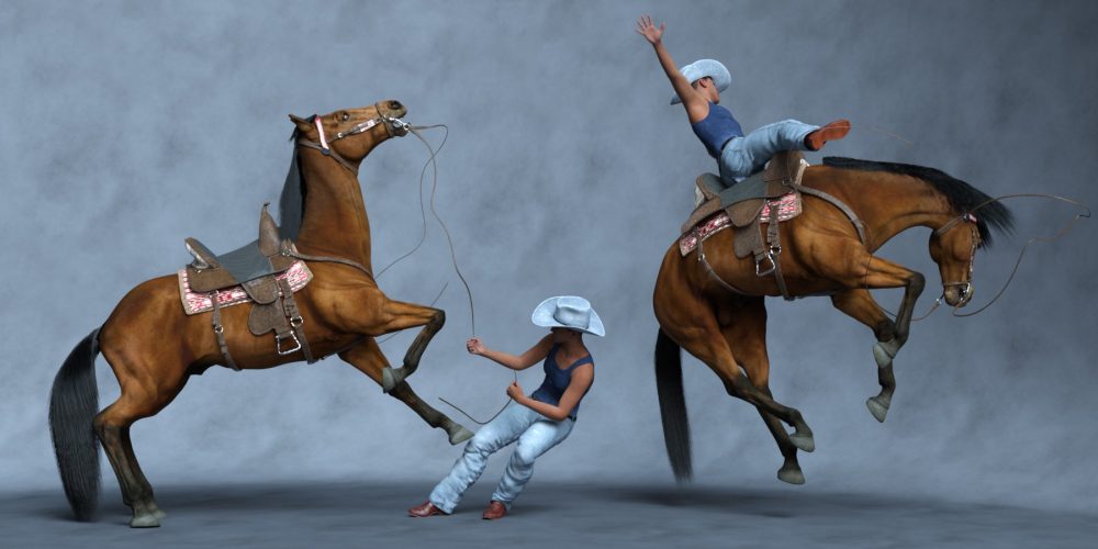 Untamed Poses for Genesis 9, Western Horse Tack, and Daz Horse