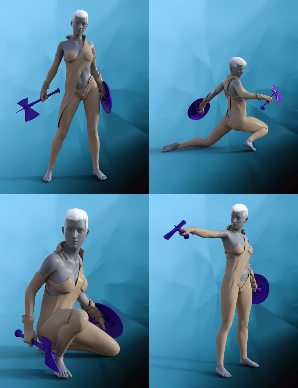Warrior Princess Poses for Genesis 3 and Genesis 8 Female
