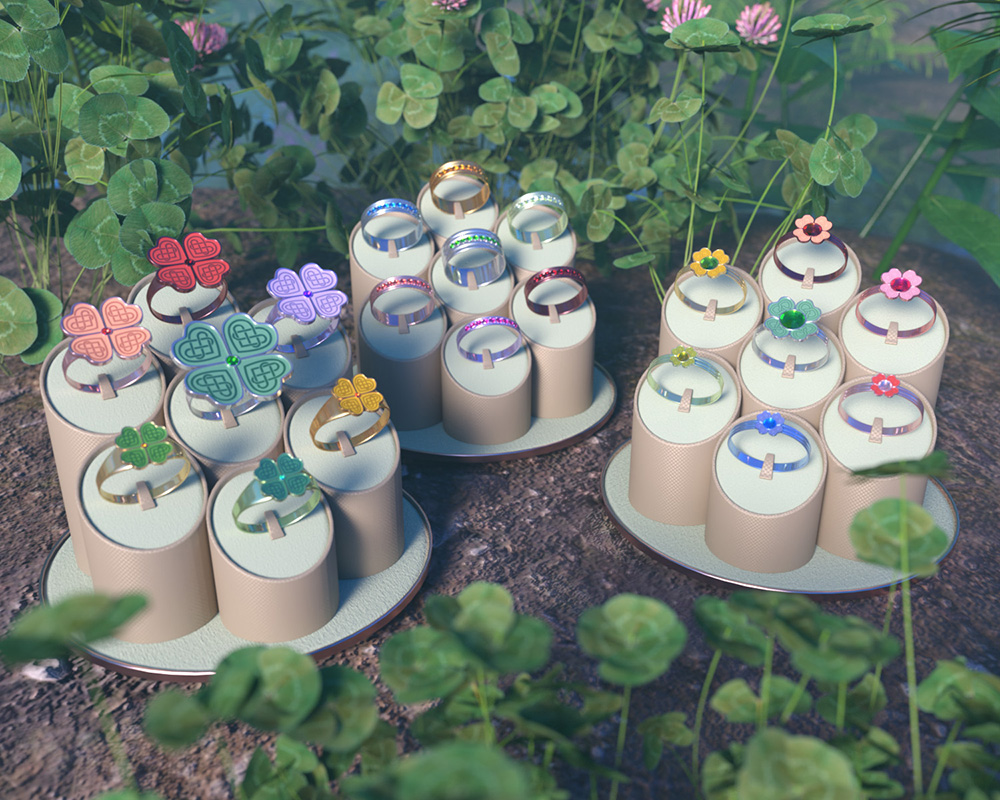 Lucky Shamrocks - Rings for Genesis 8 and 9