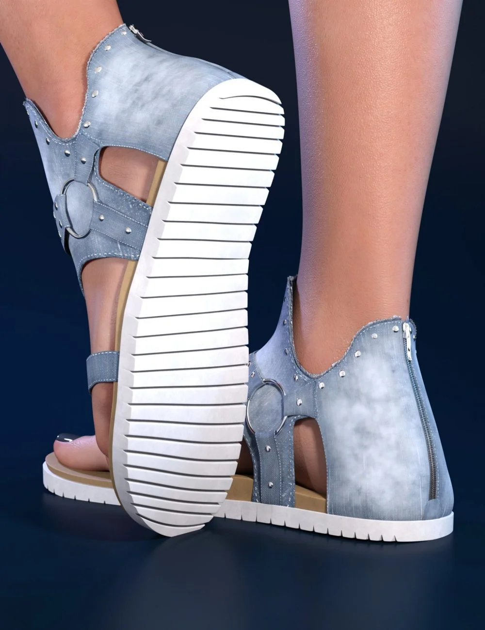Candace Denim Sandals for Genesis 8 and 9