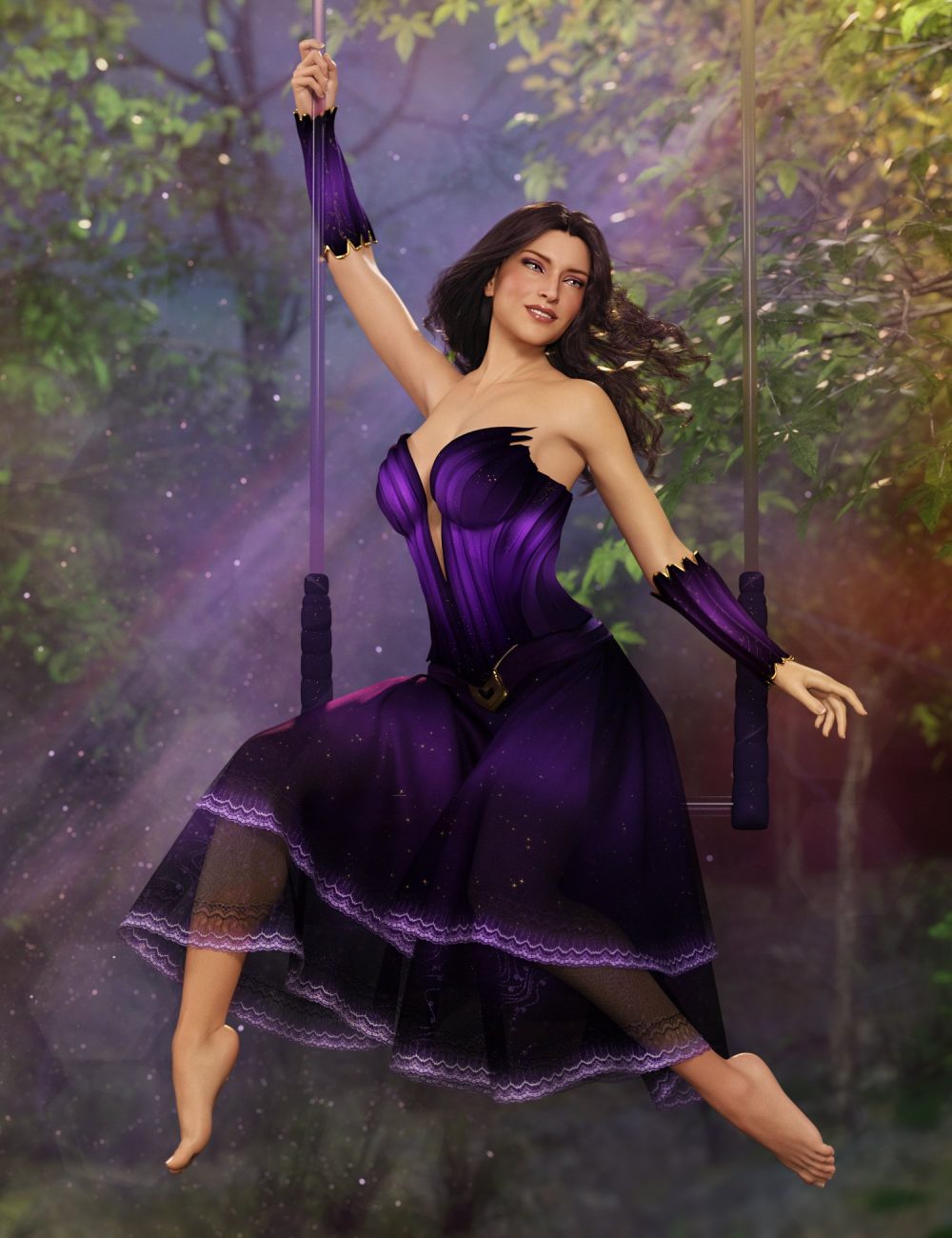 dForce Fee Amethyste Outfit for Genesis 8, 8.1, and 9