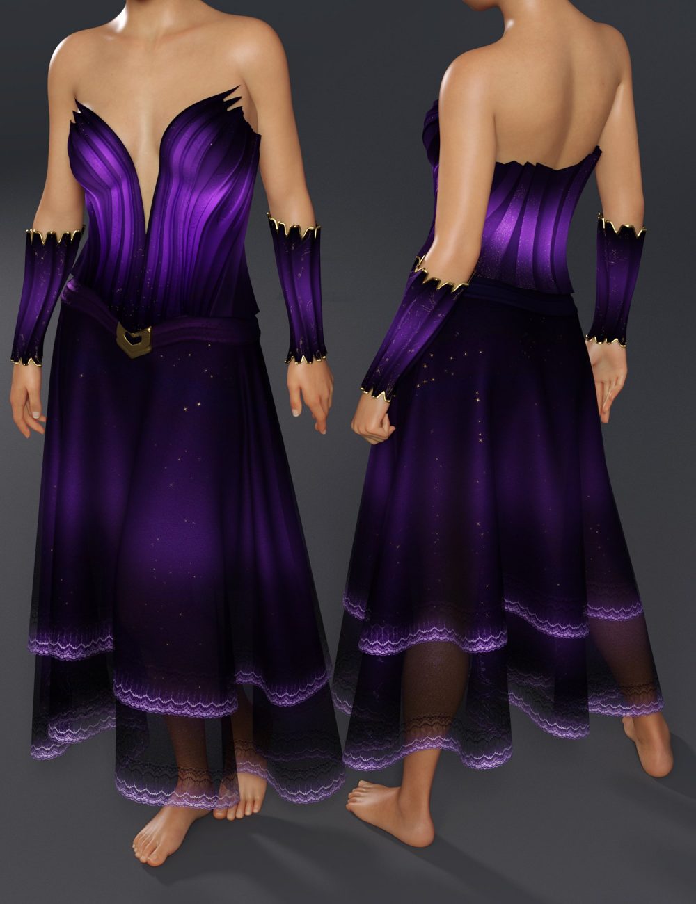 dForce Fee Amethyste Outfit for Genesis 8, 8.1, and 9