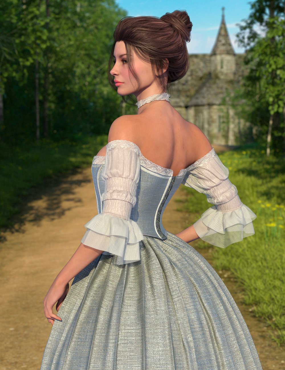 dForce Highlands Gown Outfit and Shape for Genesis 9