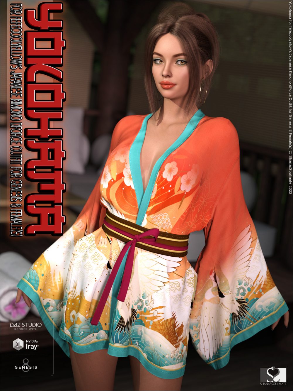 Yokohama for Japanese Kimono dForce Outfit for Genesis 8 Female(s)