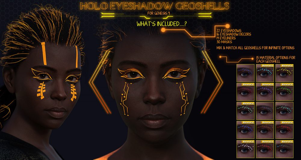 Holo Eyeshadow Geoshells for Genesis 9