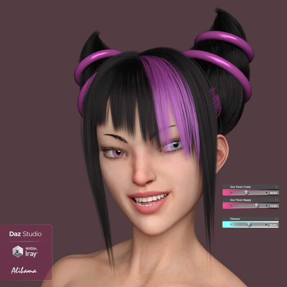 Soo Yeon HD With Hairs for Genesis 8 Female