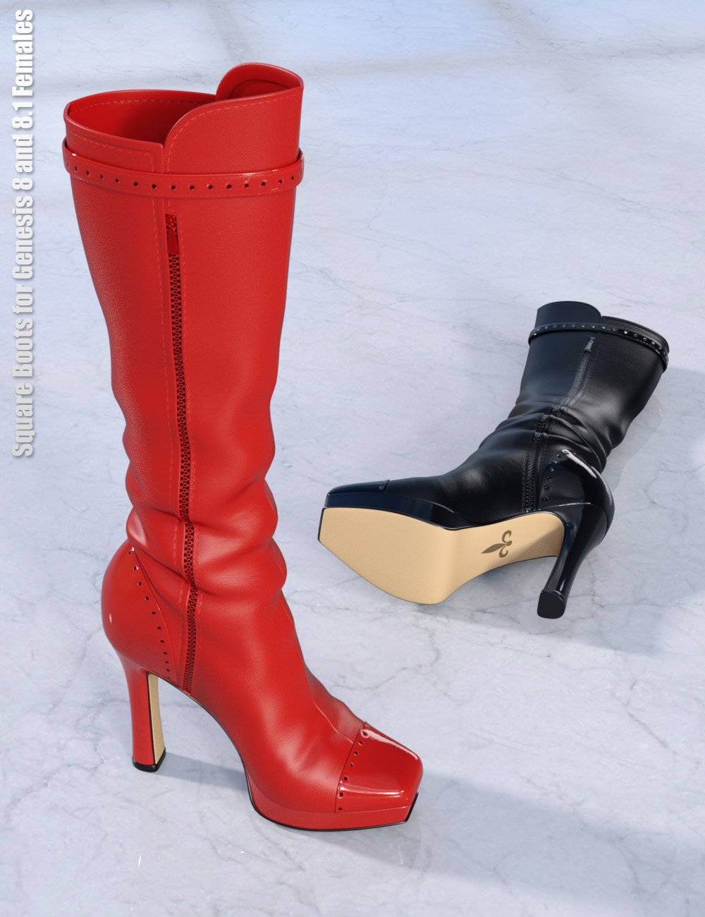 Square Boots for Genesis 8 and 8.1 Females