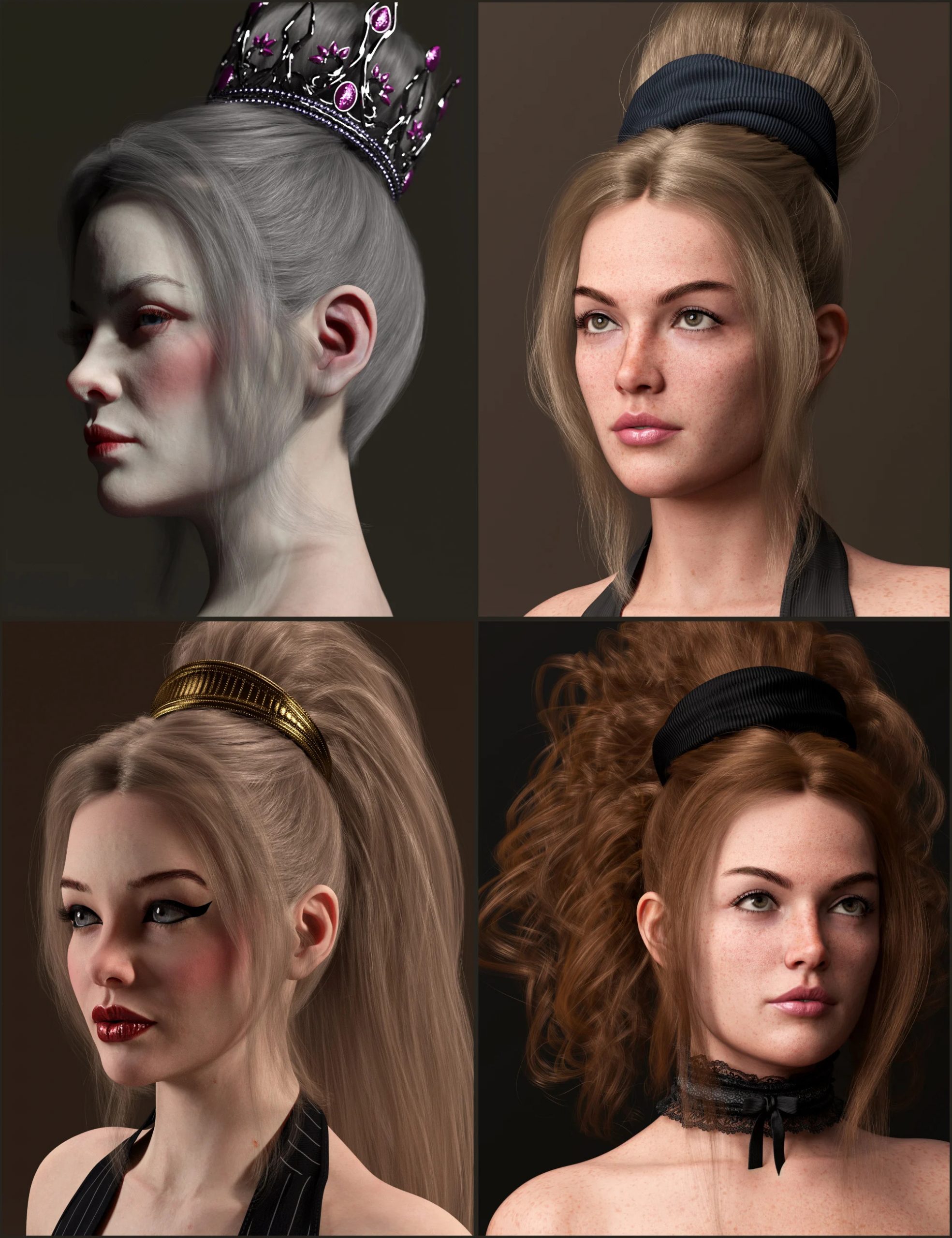 Updo of Fantasy Hair for Genesis 8 and 9