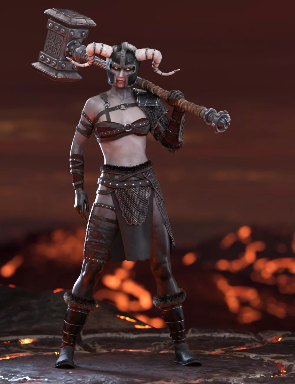 dForce Barbarian Armor for Genesis 9 and Genesis 8 Females