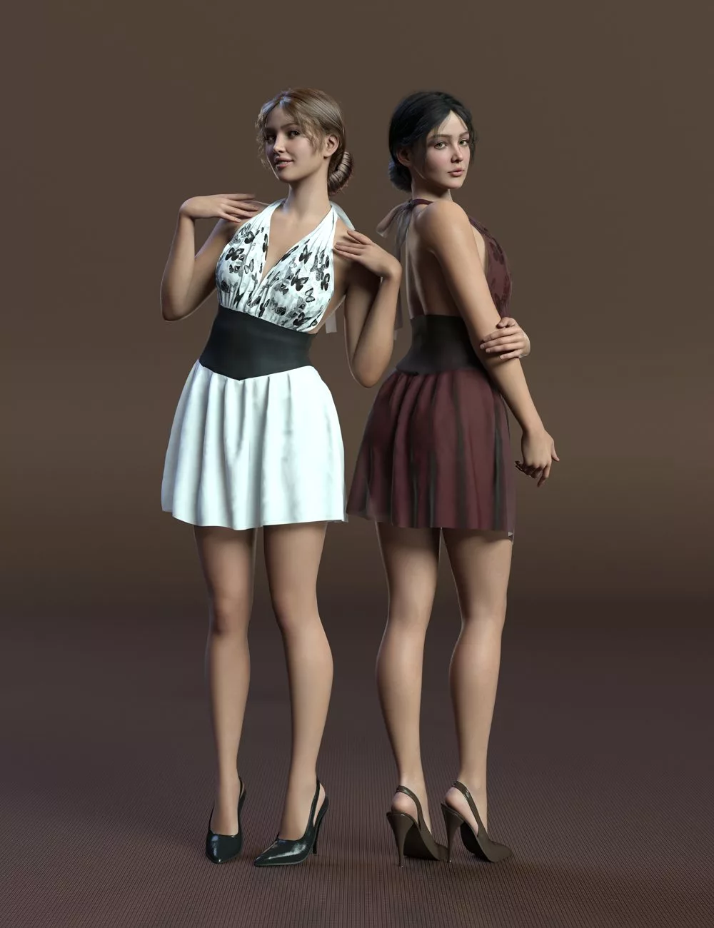 dForce MK Mini Wrapped Halter Dress for Genesis 9