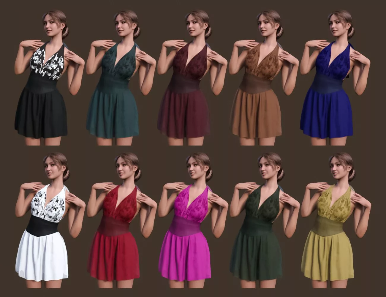 dForce MK Mini Wrapped Halter Dress for Genesis 9