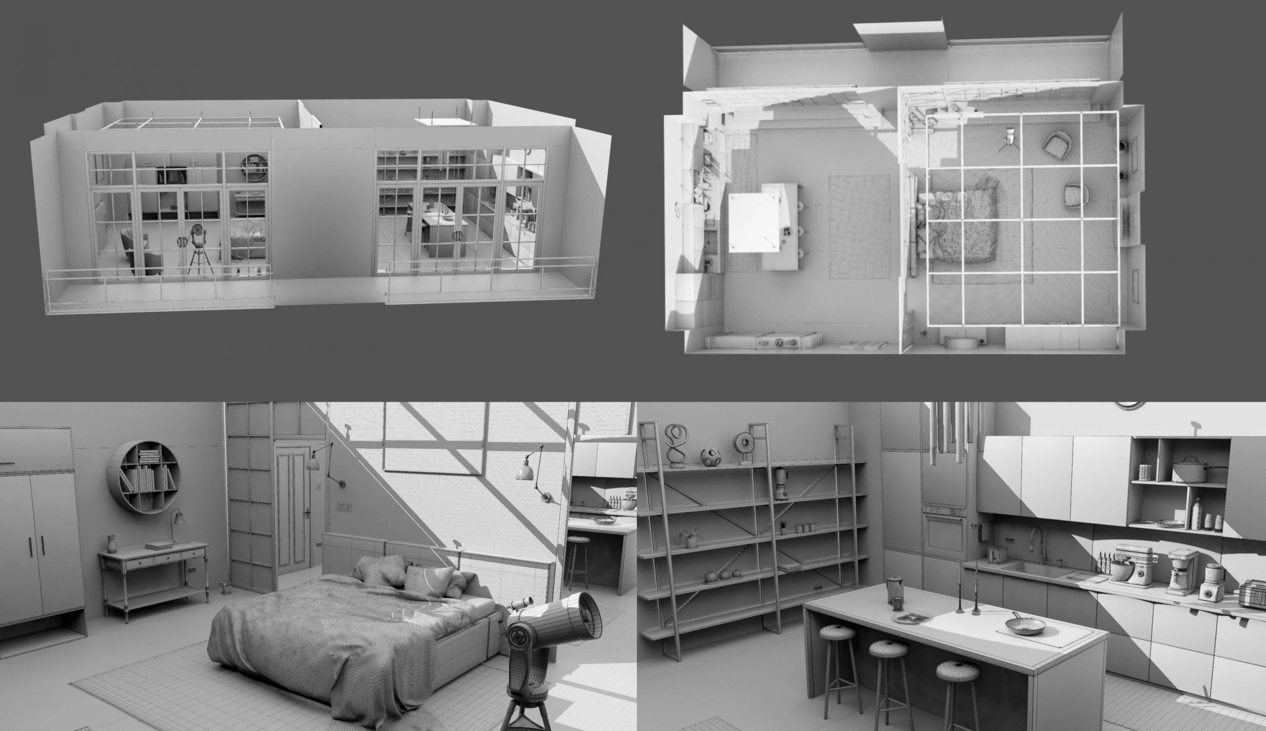 FG Bedroom and Kitchen