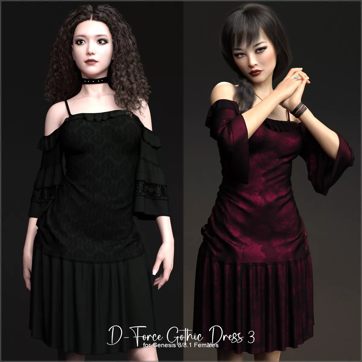 D-Force Gothic Dress 3 for G8F and G8.1F
