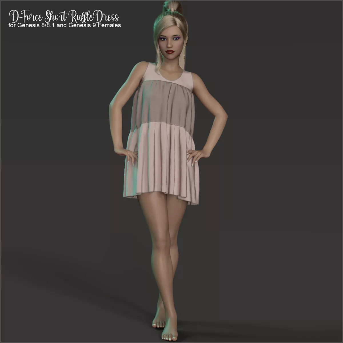 D-Force Short Ruffle Dress for Genesis 8/8.1/9/V9