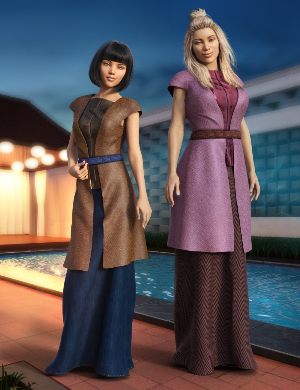 Long Tunic and Skirt Outfit Textures