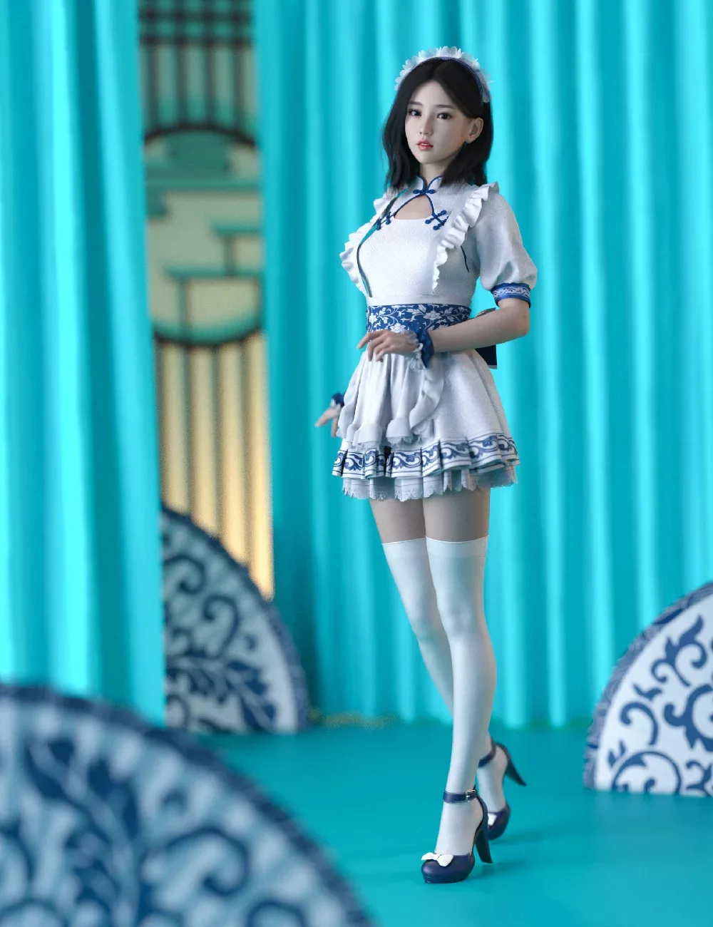 dForce MKTG Tea Maid Outfit for Genesis 8.1 and 9