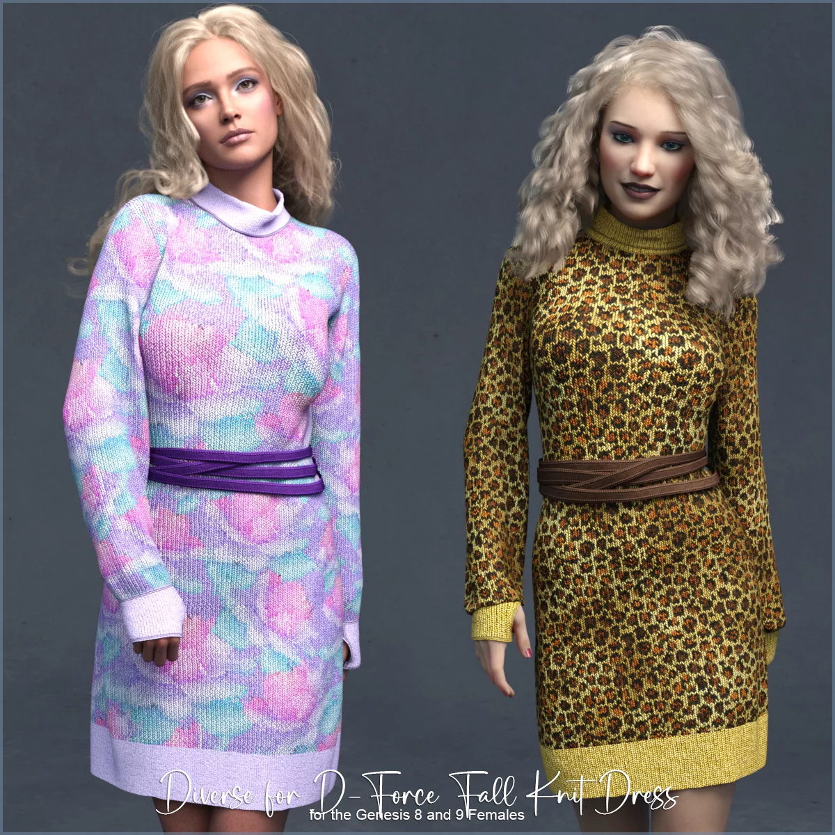 Diverse for D-Force Fall Knit Dress for Genesis 8/8.1/9/V9