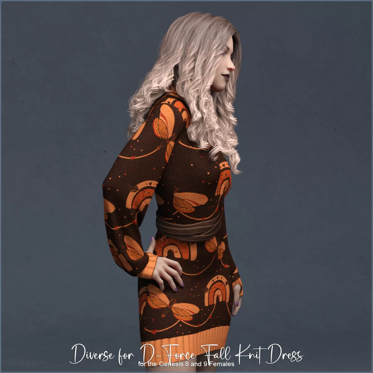 Diverse for D-Force Fall Knit Dress for Genesis 8/8.1/9/V9