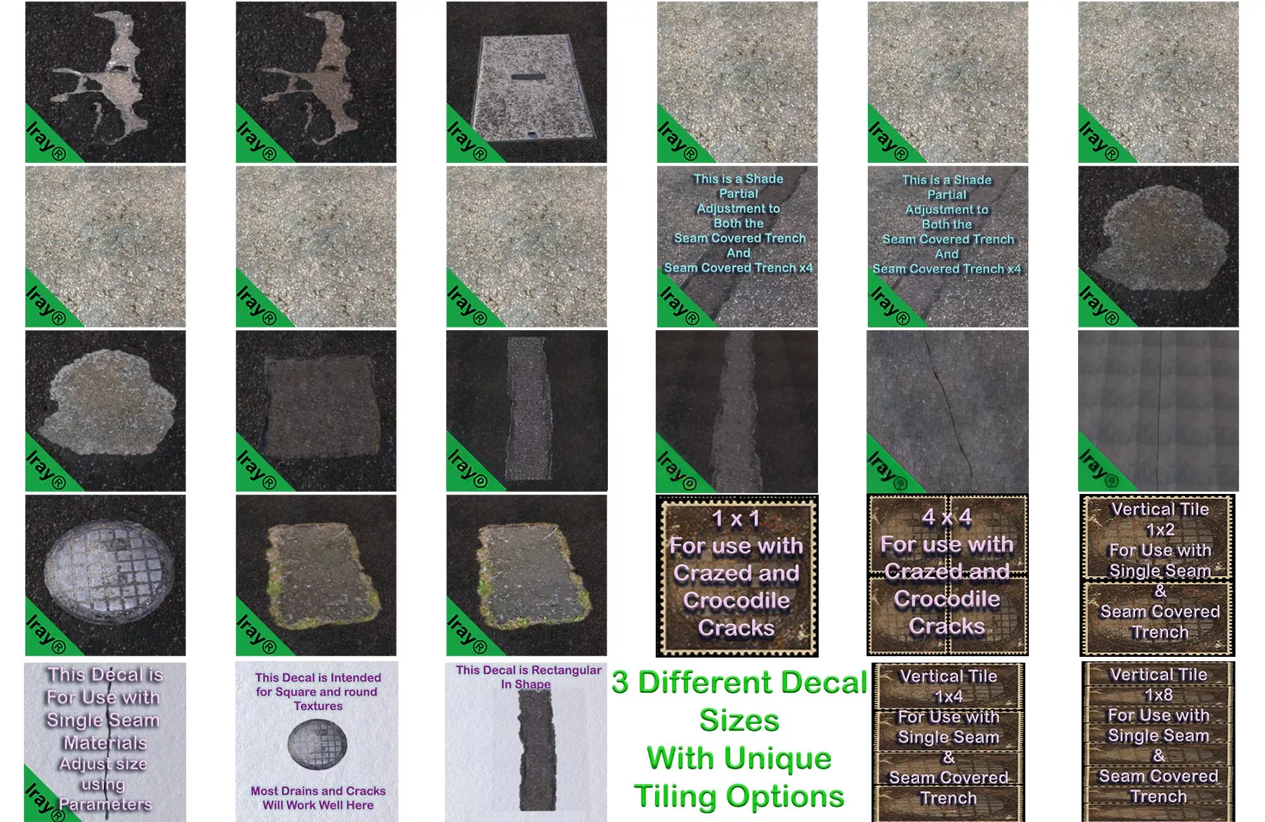 Road Features, Stains, Cracks, and Seams Decals